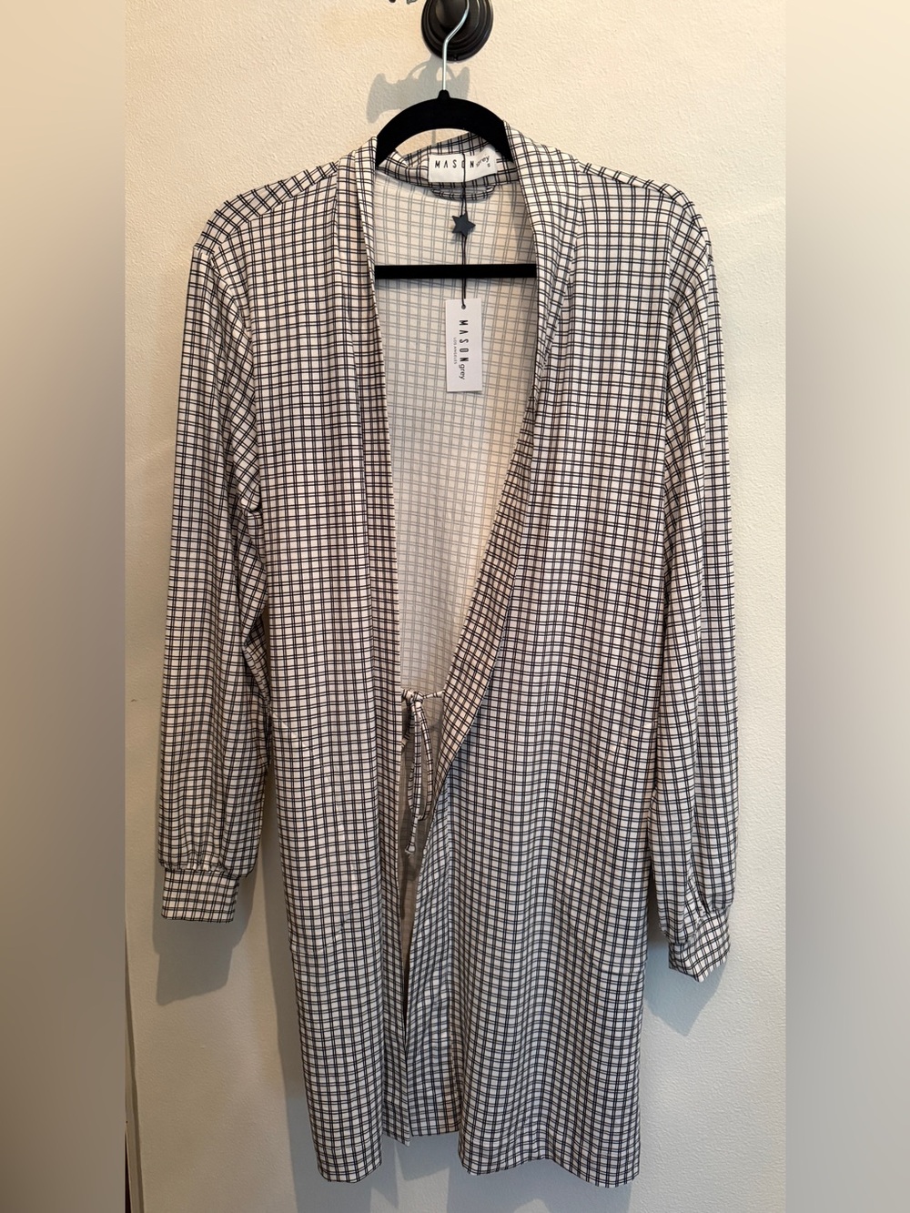 Mason Grey Black and White Robe Size S; missing belt - Picture 3 of 5